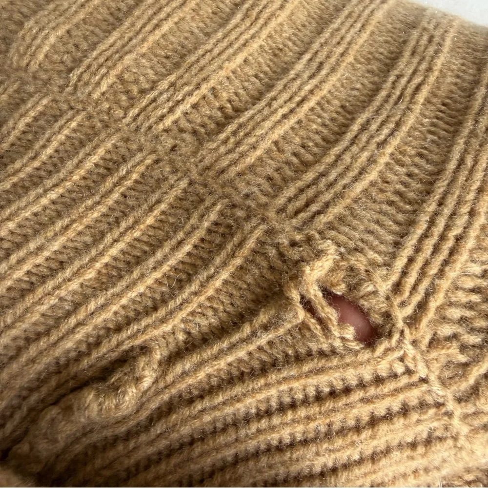 Ralph Lauren Blue Label 80 Wool 20 Cashmere Camel Tan Crop Boxy Knit Turtleneck - Picture 11 of 15